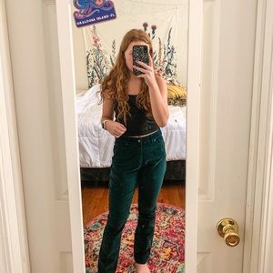Green velvet pants